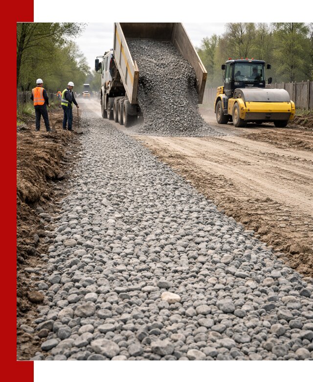 Доставка щебня для отсыпки дорог в Сафонове высокого качества