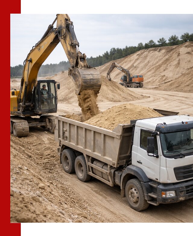 Доставка карьерного песка с самосвалами и разгрузкой в Сафонове