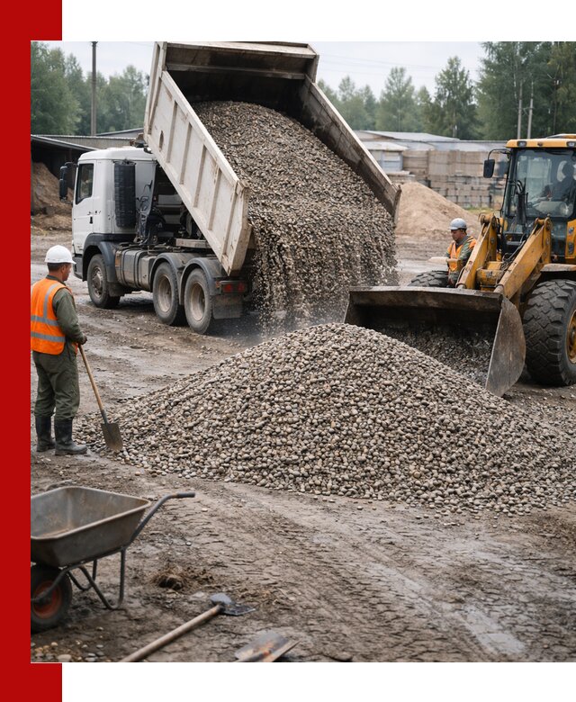 Мытый гравий с доставкой в Сафонове от карьера до участка