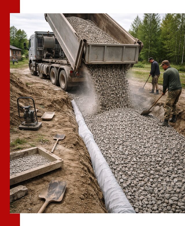 Гравий для дренажа с доставкой в Сафонове качественный и недорогой