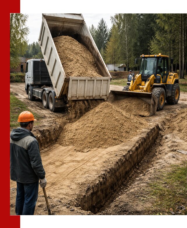 Доставка песчаного грунта в Сафонове для строительных работ