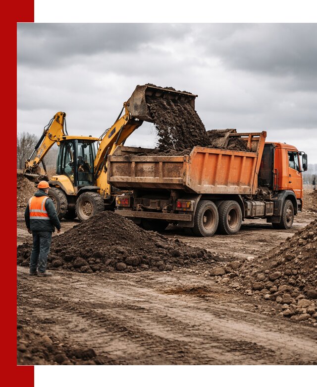 Вывоз грунта и строительного мусора в Сафонове грузовыми самосвалами